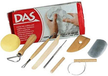Load the image into the gallery viewer, modelling kit with 1 kilo of white air-drying clay and 8 tools.
