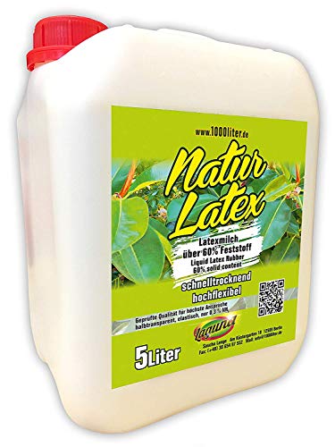 liquid latex 5 litre NATUR latex in canister, natural coloured, natural rubber liquid, latex milk, rubber milk, sock stop, halloween, masks, wounds, scars