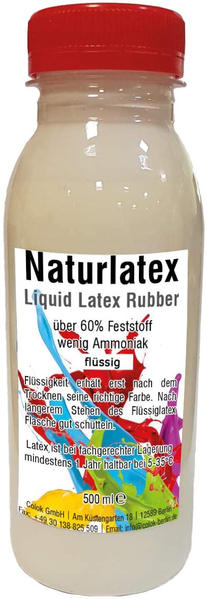 Liquid latex 500 ml latex milk, natural coloured, natural rubber liquid, latex, rubber milk, sock stop liquid latex